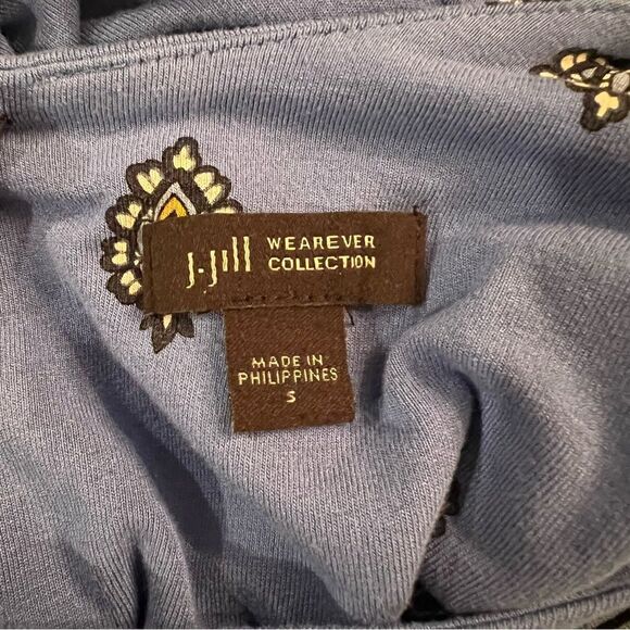 J Jill Tunic Top Blue Paisley Trim Stretchy size Small - Picture 6 of 9